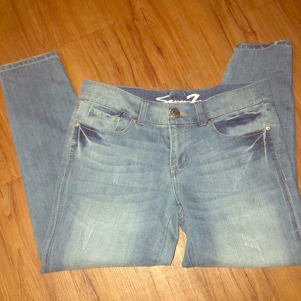 Seven7 Skinny Jeans With Distressing